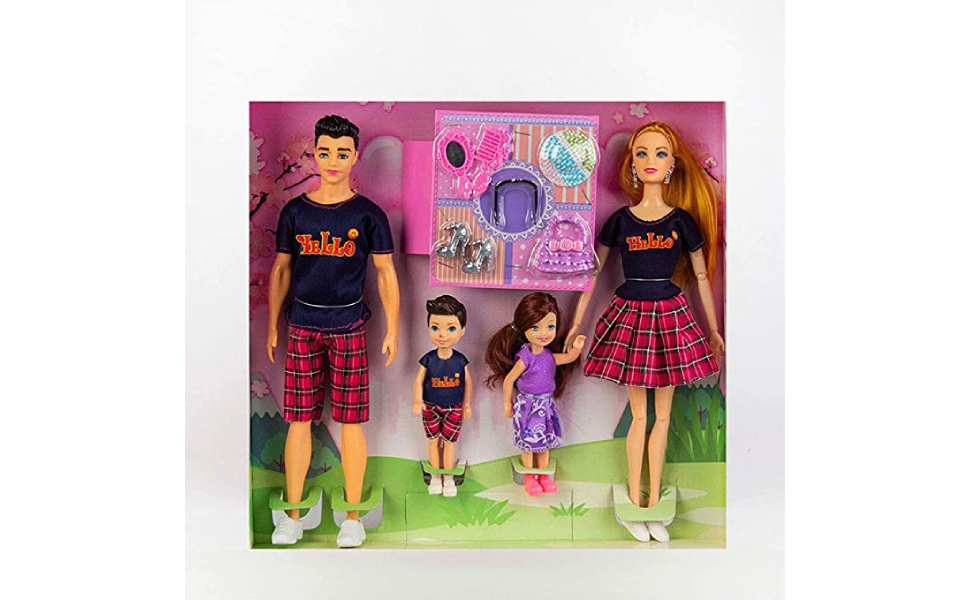 Family-Dolls-Travel-Set-Toy-For-Girls-With-4-Dolls-and-Accessories-Multicolor-B08YP2K94S